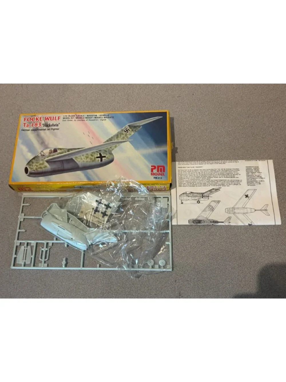 Vintage PM Model 1/72 Focke Wulf Ta-183 Huckebein German Jet Fighter Kit PM-213